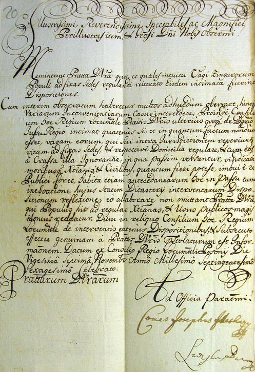 Erlass des ungarischen Statthaltereirates, 27. November 1760
